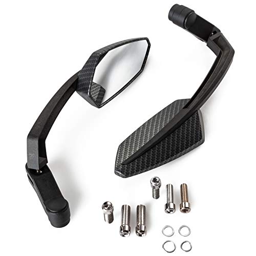 Coppia Specchietti Retrovisori Specchi Moto Scooter Custom Nero Dx+Sx