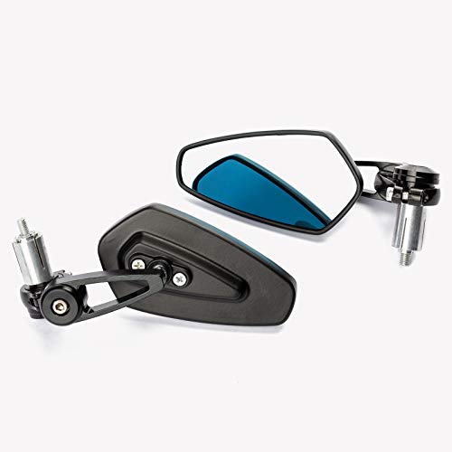 Specchietti 22Mm Manubrio Moto Retrovisori Metallo Universali Ovali Nero