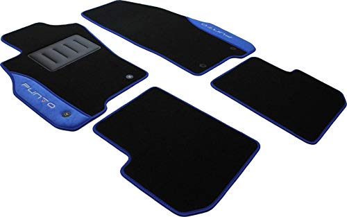 Color0000043B, Tappeti Auto Moquette Antiscivolo, Su Misura, 2 Ricami, Blu