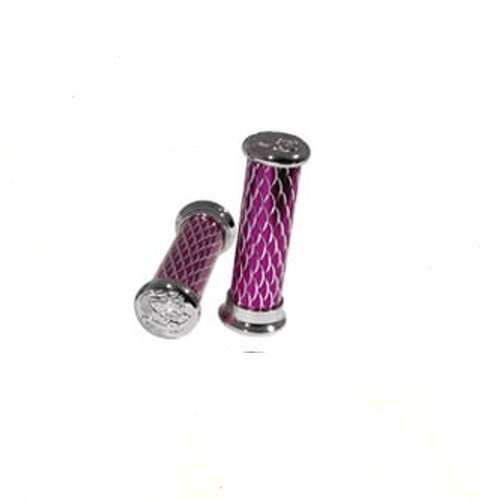 Coppia Manopole Moto Scooter Custom Universali Manubrio Diametro 24/22 Viola