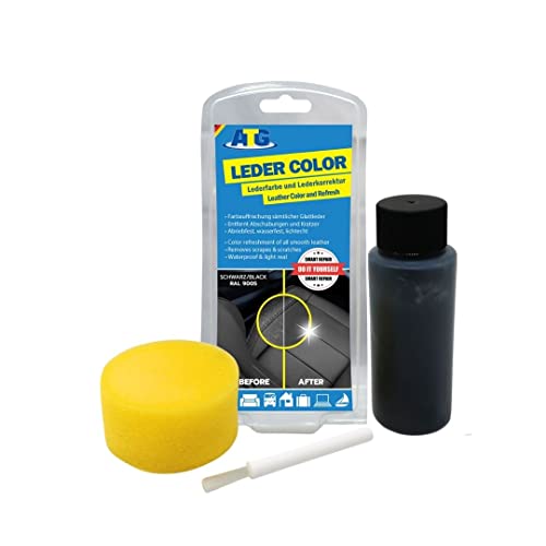 Atg Colore Pelle Per Auto Con Spugna E Pennello Set– Rimuove Graffi, Abrasioni E Usura Su Pelle E Finta Pelle Su Ogni Sedile Auto E Divanetto - Colore