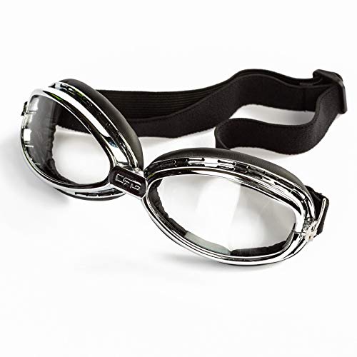 Occhiali Moto Sport Maschera Protezione Vintage Lenti Nero Argento