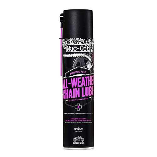 Muc-Off All-Weather Motorcycle Chain Lube, 400 Ml - Grasso Catena Moto Spray Di Alta Qualità - Lubrificante Catena Moto Formulato Per Tutte Le Condizi