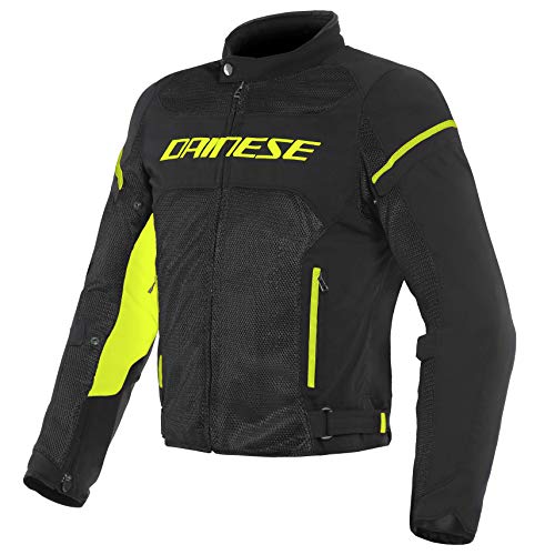 Dainese 1735196N4946 Air Frame D1 Tex Giacca Moto Estiva, Nero/Nero/Giallo-Fluo, 46