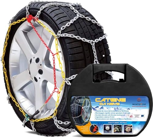 Ricambycar Catene Da Neve 9 Mm Gruppo 100, Omologate Italia En 16662-1, Montaggio Rapido, Catene Auto Adatte Ai Pneumatici Di Suv E Utilitarie