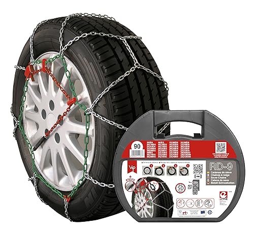 Rd9 - Catene Da Neve Metalliche, Guanti Inclusi, Maglie 9 Mm, Taglia N. 90, Set Di 2 Pezzi