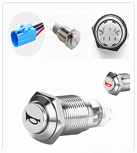 Yiyda Pulsante Clacson 12V Car Horn Button Con Interruttore A Pulsante Da 16 Mm A Led Rosso Impermeabile Interruttore A Pulsante Per Auto Pulsante Di
