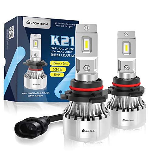 Koomtoom Led 5000K Led 9005/Hb3 Lampadine Per Fari Più Luminose, 12000Lm 64W Fari A Led Super Luminosi Al 400% Hi/Lo Beam Lampada Alogena Sostituzione
