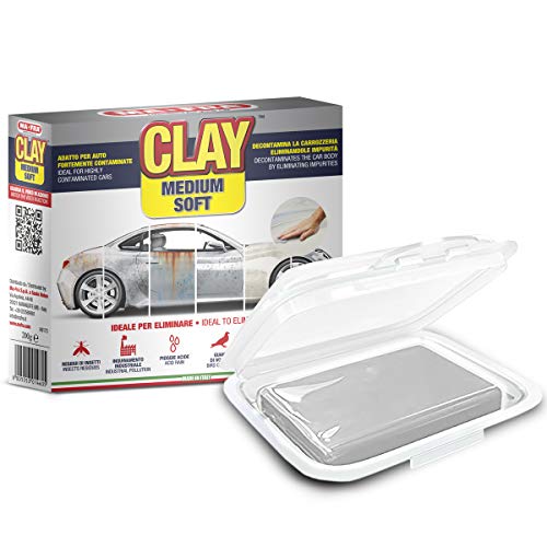 Ma-Fra Clay Bar Medium Soft, Pasta In Argilla Decontaminante Per Una Finitura Liscia E Brillante, Elimina Residui E Impurità Causati Da Insetti, Smog,