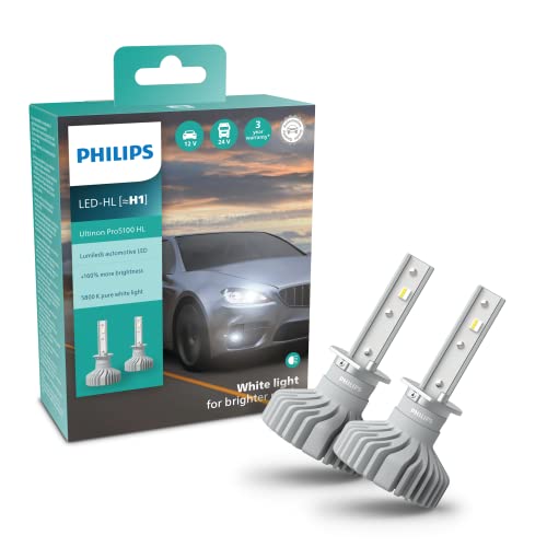 Philips Ultinon Pro5100 Led Lampadina Fari Auto (H1), 160%, 5.800K, Set Di 2