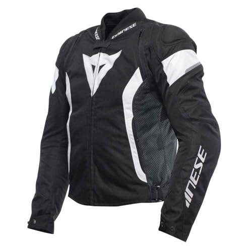 Dainese - Avro 5 Tex Jacket, Giacca Moto In Tessuto, Con Protezioni Su Spalle, Man, Nero/Bianco/Nero, 50