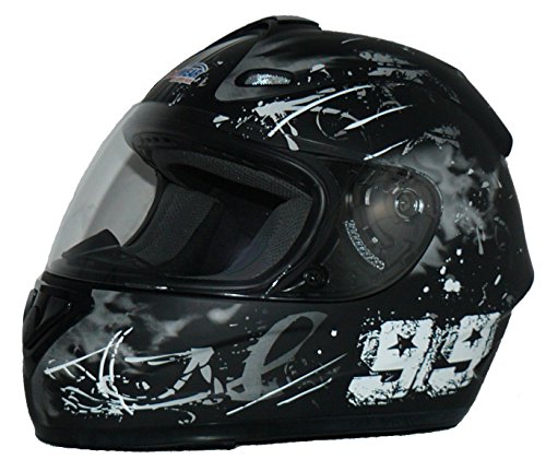 Protectwear Moto Casco Nero / Grigio Disegno 99 Fs-801-99, Taglia L