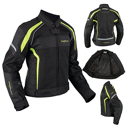 A-Pro Donna Giacca Moto Tessuto Impermeabile Traspirante Riflettente Fluo Xl