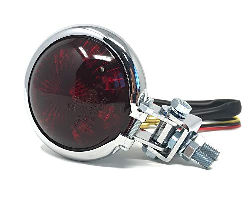 Alchemy Parts Moto Led Luce Stop Posteriore - Omologato - Cromato Con Lente Rossa Per Cafe Per Moto, Scrambler, Progetto Di Personalizzazione