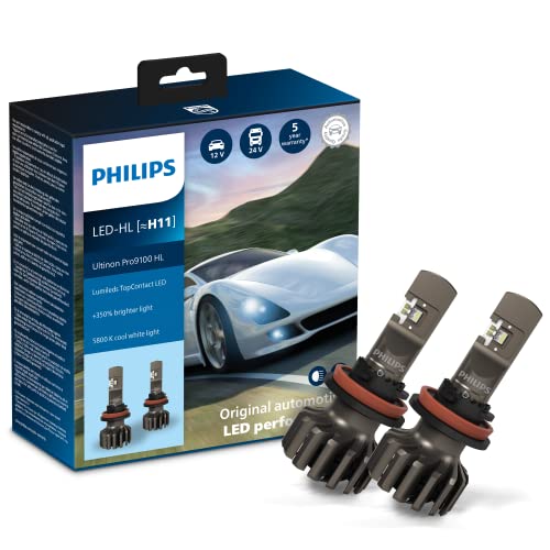 Philips Ultinon Pro9100 Led Lampadina Fari Auto (H11), 350%, 5.800K, Set Di 2