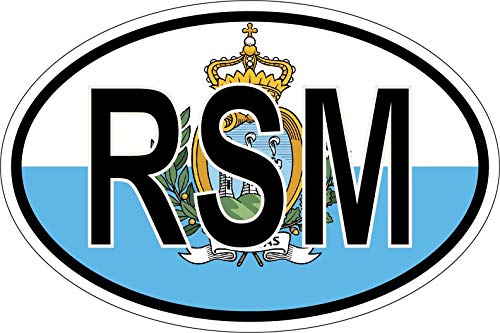 Akachafactory Sticker Adesivi Adesivo Bandiera Ovale Codice Paese San Marino Rsm