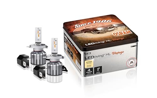 Osram Ledriving Hl Vintage, ≜ H4/H19/R2, Lampade A Led Abbaglianti/Anabbaglianti, Solo Fuoristrada, Non Ece, 300% Di Luminosità In Più, 2700K, Scatola