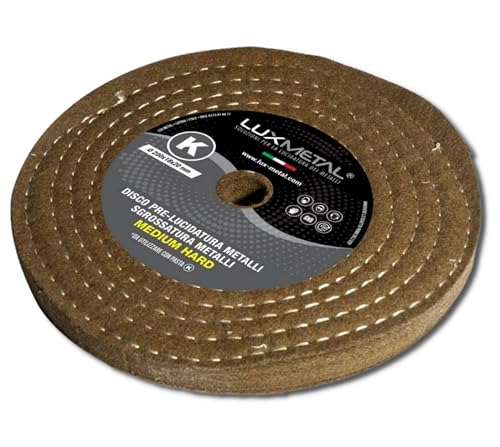 Lux Metal Disco Lucidatura Medium Hard 200 Mm In Lana Feltro Dischi Lucidare A Specchio Metalli Alluminio Acciaio Inox Ruota Lucidante Per Mola Lucida