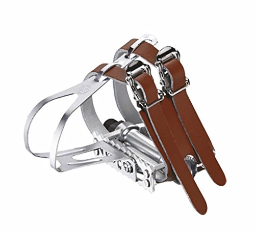 Pédale De Vélo Rétro Avec Dragonnes En Alluminio Con Doppio Sangle-Cuir