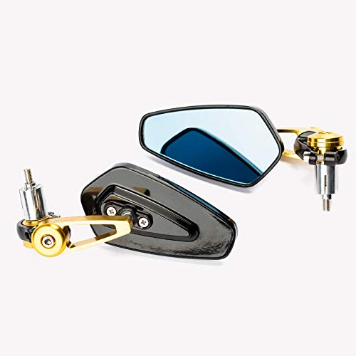 Specchietti 22Mm Manubrio Moto Retrovisori Metallo Universali Ovali Oro
