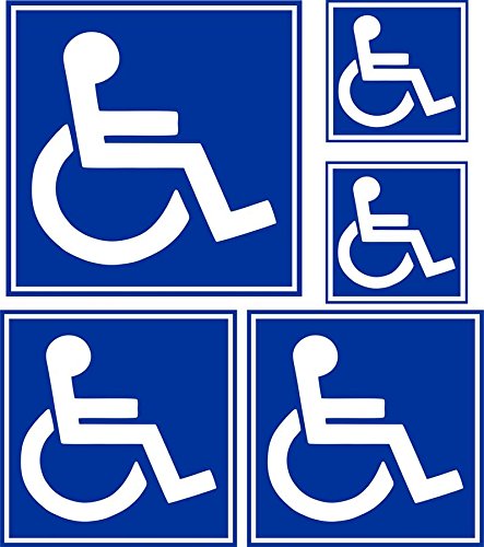 Set Di 5 Adesivi Per Disabili, Per Auto, Parcheggio, Wc, Insegna
