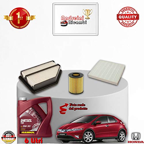 Kit Tagliando Filtri + Olio Civic Viii 2.2I Cdti 103Kw 140Cv Dal 2006 ->