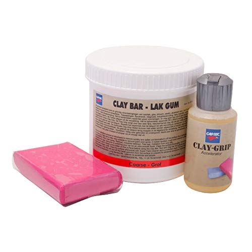 Cartec - Clay Bar Decontaminante Carrozzeria Coarse Rossa 200G In Kit Con Clay Grip Accelerator