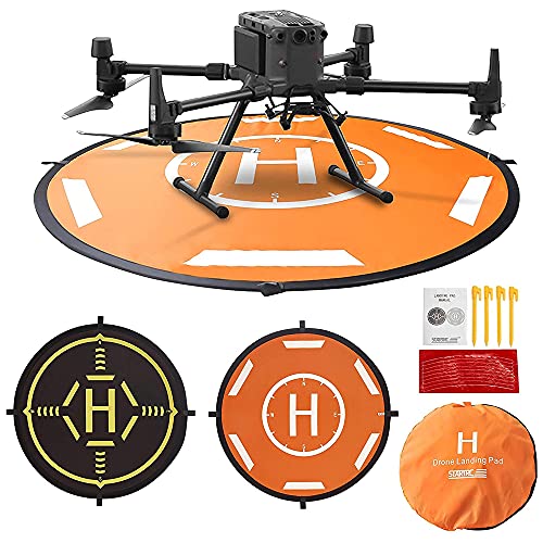 Mmobiel Piattaforma Universale Drone Landing Pad Impermeabile 50 X 50 Cm Quadrata, Arancione/Nero Per Droni Radiocomandati Dji Mavic Mini 2 / Zoom/Air