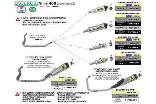 Arrow Marmitta Omologata Pro-Race Nichrom Kawasaki Ninja 400 '18 Ric.Originale + Ric.Arrow