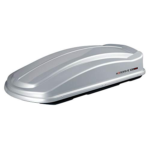 Nordrive N60028 Box 630D, Box Da Tetto Per Auto In In Abs, 630 Litri, Doppia Apertura - Argento Lucido