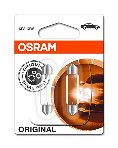 Osram Original 12V C10W Lampada Ausiliaria Alogena 6411-02B In Blister Doppio