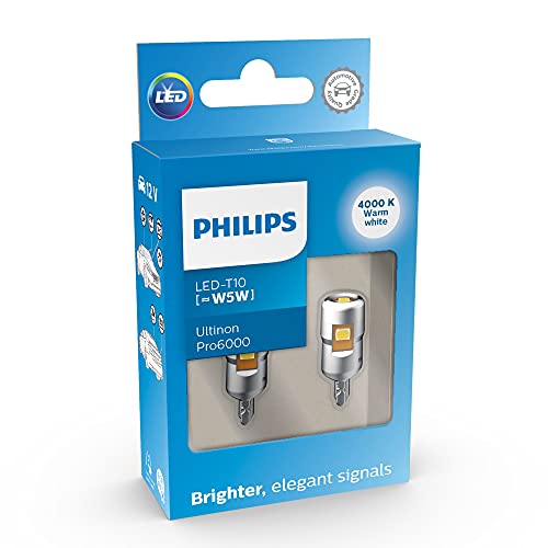 Philips Ultinon Pro6000 Led T10 Lampadina Di Segnalazione Per Auto (W5W), 4.000K Warm White