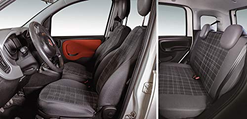 Cora 000129148 Serie Completa Coprisedili Personalizzati Fiat Panda 12> 4 Posti Post. Intero Scozzese Grigio