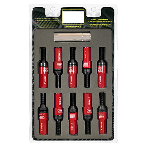 Omp Speed Set Di Viti Performance Con Protezione In Alluminio M14X1.5 Hex 17-19, L 28 Mm, Colore Rosso Alluminio 7075+Din 12.9, 20+1 Per Scatola