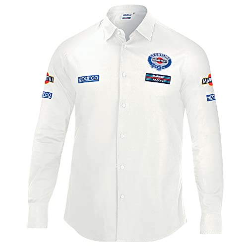 Sparco Camicia Manica Lunga Martini-R S, Bianco, 42/50 Eu