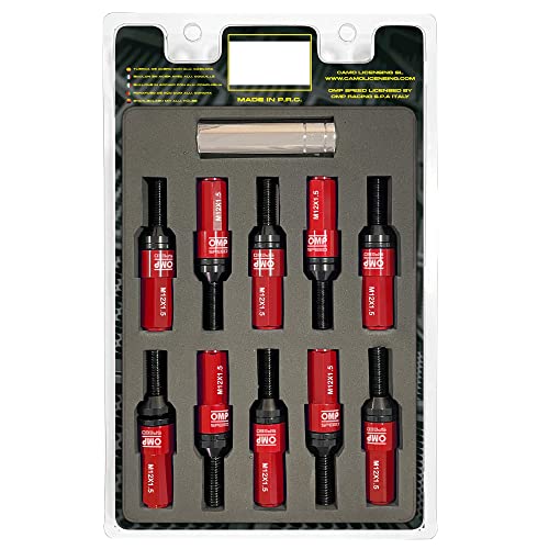 Omp Speed Set Di Viti Performance Con Protezione In Alluminio M12X1.5 Hex: 17-19 L 28 Mm, Colore Rosso Alluminio 7075+Din 12.9, 20+1 Per Scatola