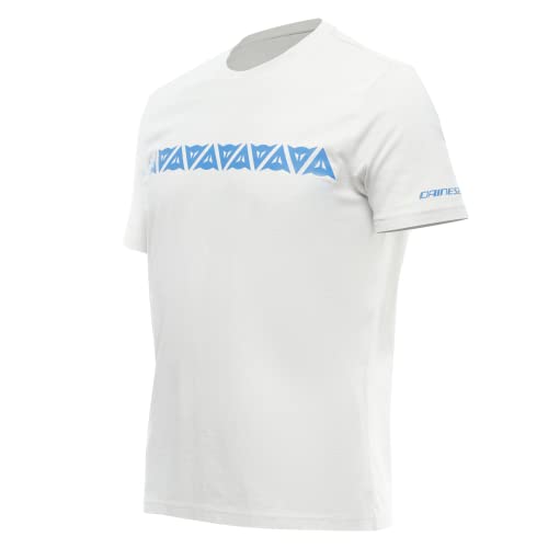 Dainese T-Shirt Stripes, Maglietta Maniche Corte 100% Cotone, Uomo, Grigio Chiaro/Directoire-Blu, Xxl
