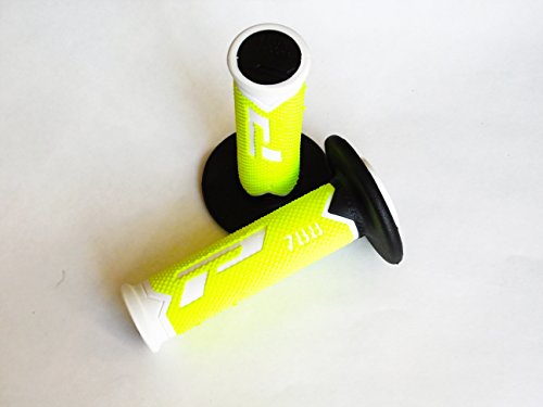 Progrip Manopole Articolo 788 Mm 22/25, Bianco/Giallo Fluo/Nero, Triple Density