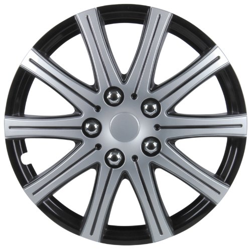 Unitec Premium- Copricerchio (4 Pezzi) Satz Adelaide, Nero+ Silver - 16"