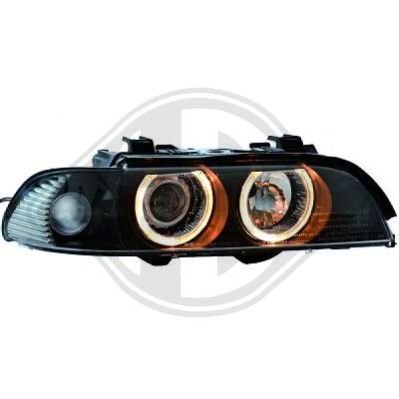 Set Fari Fanali Anteriori Tuning Xenon Bmw Serie 5 E39 00-03 D2S Angel Eyes Neri