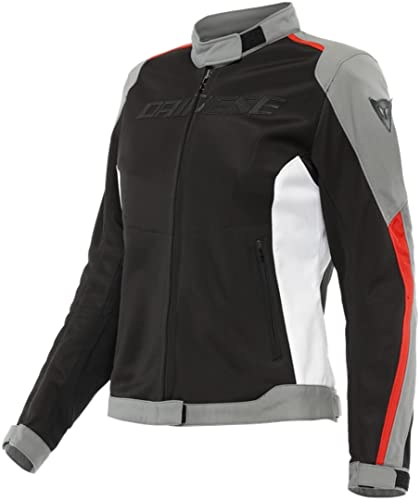 Dainese Hydraflux 2 Air Lady D-Dry Jacket, Giacca Moto Impermeabile, Donna, Nero/Charcoal-Gray/Rosso Lava, 50