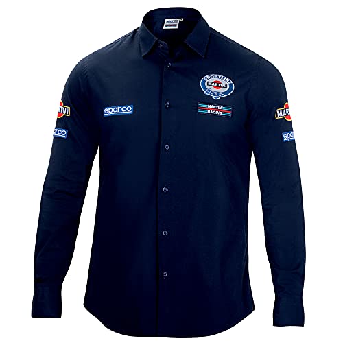 Sparco Camicia Manica Lunga Martini-R S, Blu, 42/50 Eu
