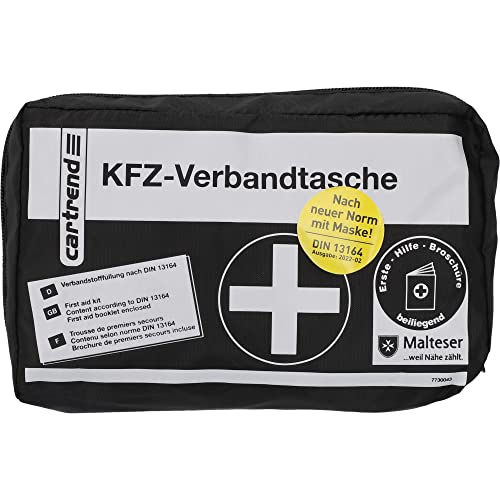 Cartrend 7730043 Kit Di Primo Soccorso Nero, Din 13164, Con Misure Di Emergenza Di Primo Soccorso Maltesi