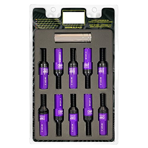 Omp Speed Set Di Viti Performance Con Protezione In Alluminio M12X1.5 Hex 17-19, L 28 Mm, Colore Viola Alluminio 7075+Din 12.9, 20+1 Per Scatola