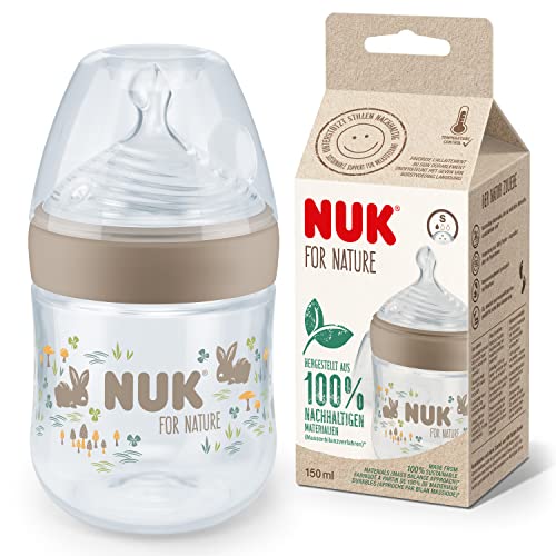 Nuk For Nature Baby Bottle | Tettarella Piccola | 150 Ml | Tettarella In Silicone Sostenibile Simile Al Seno Con Sfiato Anti Coliche | Controllo Della