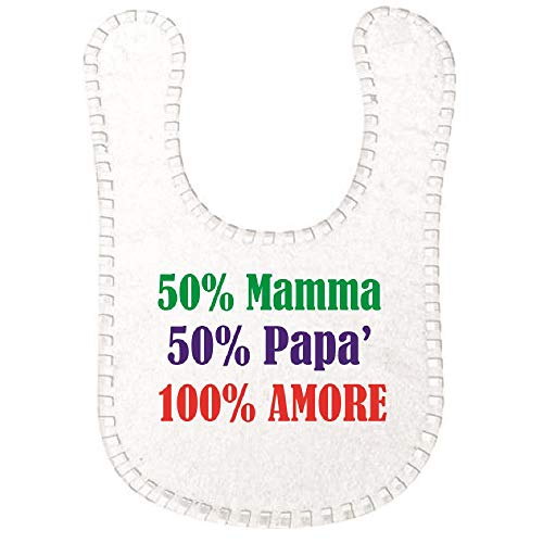 Bavaglino 50% Mamma 50% Papa' 100% Amore Bavetta Neonato Ps 09878-001