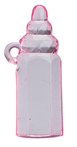 Confezione 50 Pezzi, Bomboniera Applicazione Biberon In Plastica, Dimensione Cm 1.5X3.5, Per Segnaposto, Composizione Confetti. (Ck6117) (Rosa)