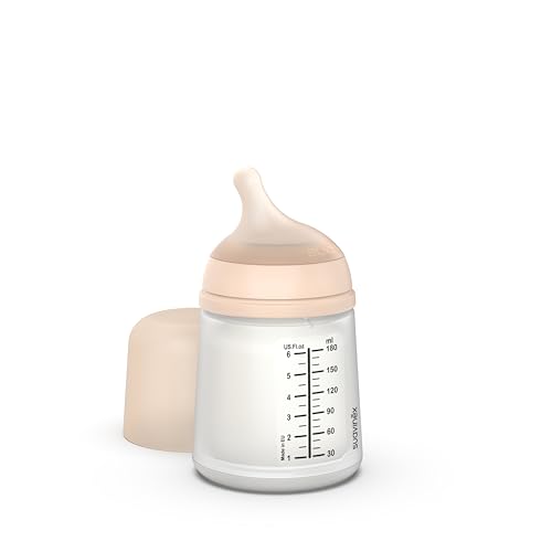 Suavinex - Biberon Anticolica Zero Zero, 0+ Mesi, 180Ml - Tettarella Per Allattamento Soft, Flusso Adattabile