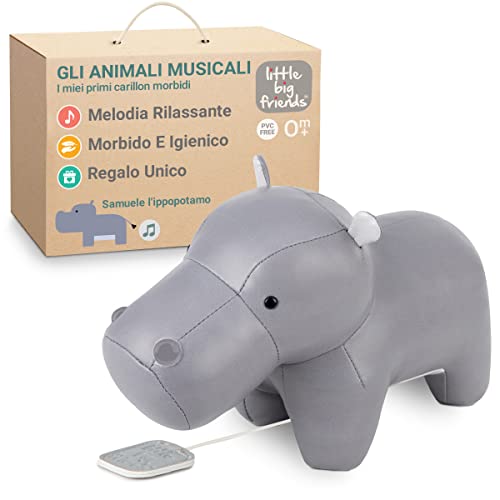 Gli Animali Musicali Di Little Big Friends | Carillon Per Bambini | Facile Da Pulire | Morbido | Samuele L'Ippopotamo