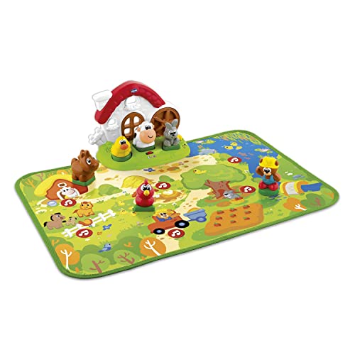 Chicco Tappetino Bilingüe Animali Da Fattoria, Bilingüe Spagnolo/Inglese, Tappeto Da Gioco Per Bambini Interattivo Per Imparare Forme E Animali, Gioca